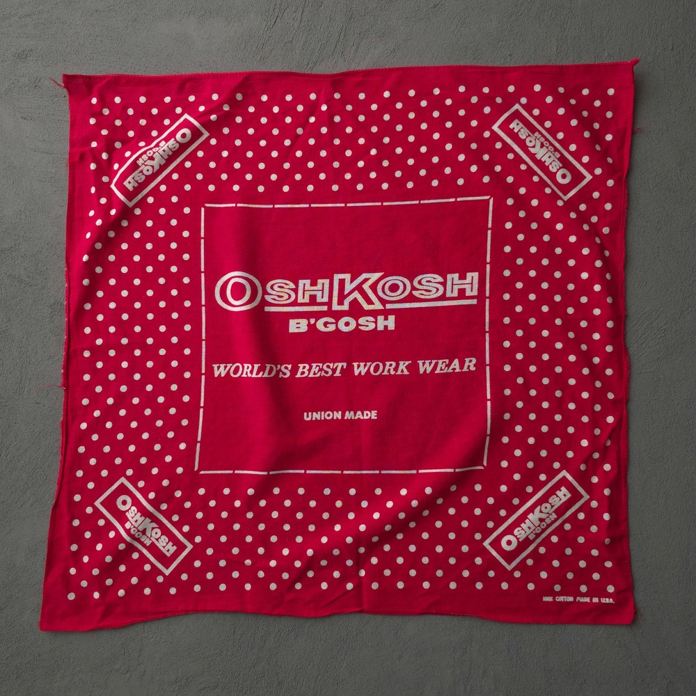 Vintage 70s OshKosh B'gosh Red Bandana OS Polka Dot Union Made USA